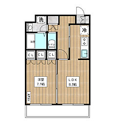 ツインタワー浦安 5階1LDKの間取り