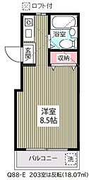ローズアパートＱ88番館 2階ワンルームの間取り