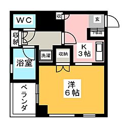 第2イワオビル 1Kの間取図画像