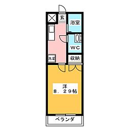 スプリングホーム 1Kの間取図画像