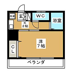 デルクール浦安 1Kの間取図画像