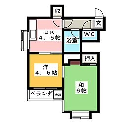 クレール五番館 2DKの間取図画像