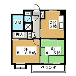 つくば5号館 2DKの間取図画像