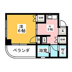 第2イワオビル 1Kの間取図画像