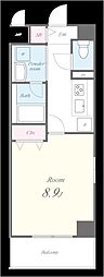 ペンテプラノ 1Kの間取図画像
