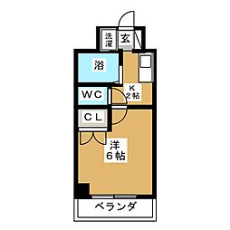 アルカサル浦安 1Kの間取図画像