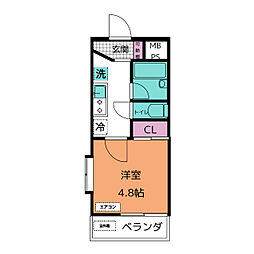ダイニチ館F-1 1Kの間取図画像