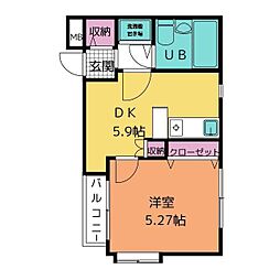 ローズマンションA-1 1DKの間取図画像
