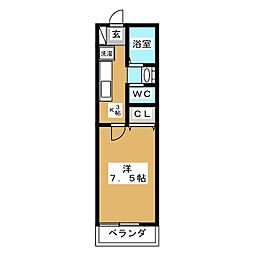 ドマーニ 1Kの間取図画像