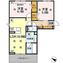コニフェールIII 2階2LDKの間取り