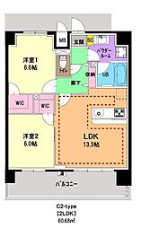 リアン 7階2LDKの間取り