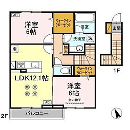 トランキーノ　パルク 2階2LDKの間取り