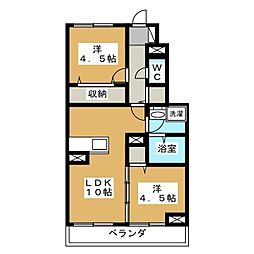 エトワールおおたか 1階2LDKの間取り