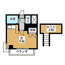 野田カサベラ2番館 ワンルームの間取図画像