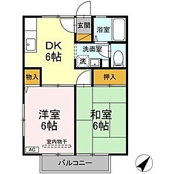 サントビーヒルズC棟 2DKの間取図画像