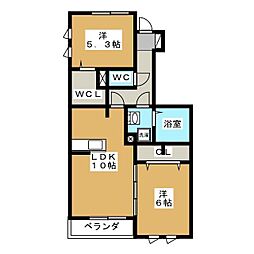 プラティーク1 2LDKの間取図画像