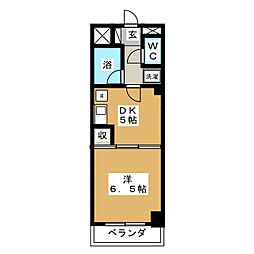 ハイパールコート 1DKの間取図画像