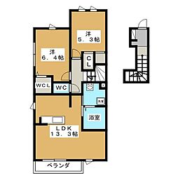 アピオン2 2LDKの間取図画像