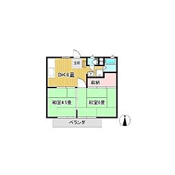 エレガンス春名 2DKの間取図画像