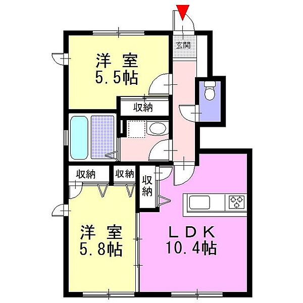 神奈川県南足柄市狩野(賃貸アパート2LDK・1階・52.65㎡)の写真 その3