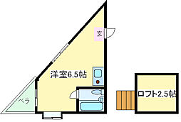 プルートゥ2 ワンルームの間取図画像