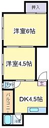グランビルド長居 2DKの間取図画像