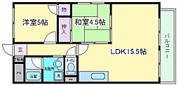 オリーブ・清水ケ丘 2LDKの間取図画像