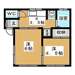 メゾンハヤシ 1階2Kの間取り