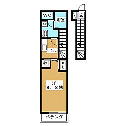 ウェルストン 2階1Kの間取り