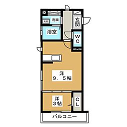 パインコート八幡 1階1LDKの間取り