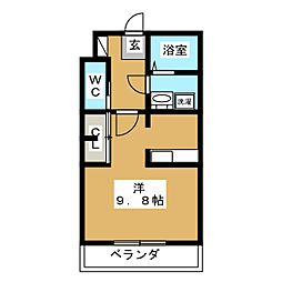 グロワール 2階ワンルームの間取り