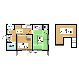 フラワーハイム 2階2Kの間取り