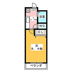 JR総武線 本八幡駅 徒歩10分の賃貸マンション 3階1Kの間取り