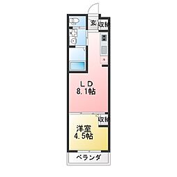 市川市平田4丁目マンション 1LDKの間取図画像
