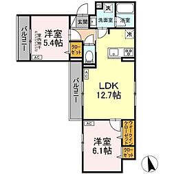 グラナーデ江戸川B 2LDKの間取図画像