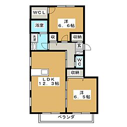 ヴィヴェール2 2LDKの間取図画像