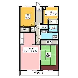 市川東レジデンス 3LDKの間取図画像