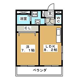 ルネス本八幡南 1LDKの間取図画像