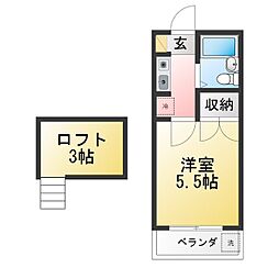 サンマリン 1Kの間取図画像
