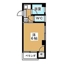 第6ムエマンション 1Kの間取図画像
