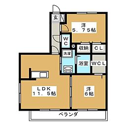 ロイヤルティアラ2 2LDKの間取図画像