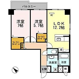 オーチャードK 2LDKの間取図画像