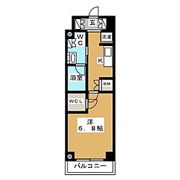 BPRレジデンス本八幡 1Kの間取図画像