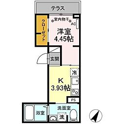 アナシエ南篠崎1 1Kの間取図画像