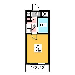 ヴィラージュ行徳 2階1Kの間取り