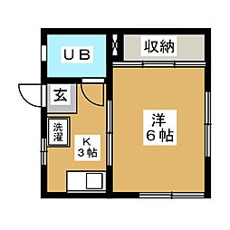 テラス香取　B棟 1階1Kの間取り