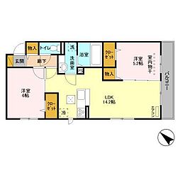 ベルエキップ 1階2LDKの間取り