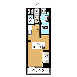 ミツヤ富浜マンション 5階ワンルームの間取り