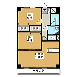 ガーデンアネックス 2階2LDKの間取り