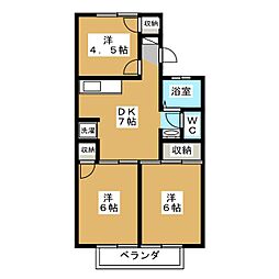 セジュール難波 3DKの間取図画像